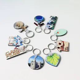 20 Styles!!Sublimation Blank Keychain Party Favor MDF Double-sided Wooden Pendant Keychains Thermal Transfer Key Ring White DIY Gift wholesale