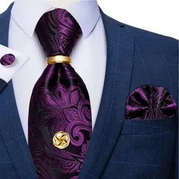 Bow Ties luksus męski Purple Silk Paisley 8cm Wedding Accessories Szyja