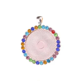 2021 sublimation blank necklaces pendants with drill round shape women necklace pendant hot tranfer blank consumable 25mm