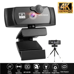 4K Web Computer USB CAM Full HD 1080P مع ميكروفون خصوصية غطاء Youtobe Mini Camera