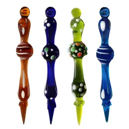 Latest Colorful Portable Pyrex Glass Dabber Holder Tools Oil Rig Bong Smoking Innovative Design Handmade Spoon Shovel Bubble Cap Accessories