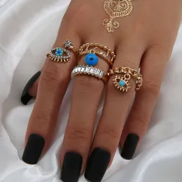 S2381 Fashion Jewelry Evil Eye Ring Set Punk Style Blue Eyes Rings Sets 4pcs/set