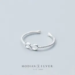 Mobius 925 Sterling Silver Infinite Love Slim Ring for Women Fashion Twist Free Size Fine Jewelry Memorial Gift 210707