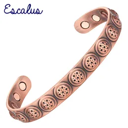 Escalus Anitque Copper Color Vintage Women Bangle Powerful Magnetic Men Bangles Bracelet Bio Jewelry Gift Wristband Charm Q0717