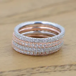 Echte S925 Sterling Silber Ringe für Frauen Einfache Klassische Ehering mit Stempel Exquisite Cz Weibliche Großhandel Schmuck