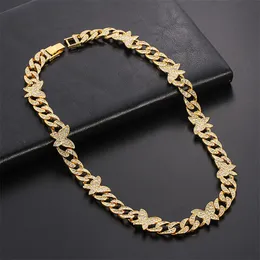 Chokers Buzlu Kristal Baget Kelebek Suçlama Kolye Bilezik Kadınlar için Rhinestone Miami Küba Bağlantı Punk Takı