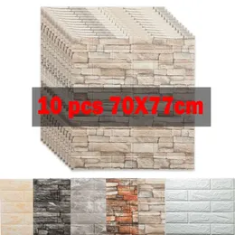 10pcs 3D Wall Sticker Panels Imitation Brick Self Adhesive Wallpaper Kitchen Bedroom Decor Living Room Home House Decoration TV 210929