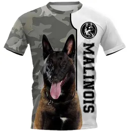Malinois 3D tryckt T-shirt för män Sommar Casual Tees Kortärmad T-shirts Rolig droppe 01 210706
