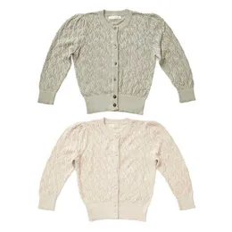 Soor Ploming Kids Girl Tunna Knit Cardigan Brand Design Mode Stilfulla Barnflickor Vintage Coats för Spring Summer Soor Ploom 211106