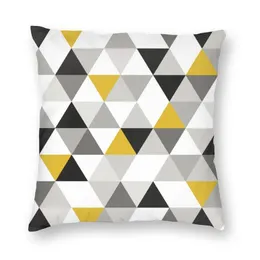 Cushion/Decorative Pillow Triangles Black White And Yellow Square Pillowcover Decoration Geometric Abstract Pattern Cushions Throw For Car P