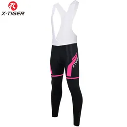 Racing Pants X-Tiger Women Håll varma termiska hakbyxor med 3D-gelkuddar Mountain Bicycle MTB-cykelstrumpbyxor cykling