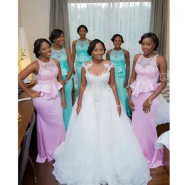 Turquoise Mermaid Bridesmaid Lehenga African Wedding Guest Gowns