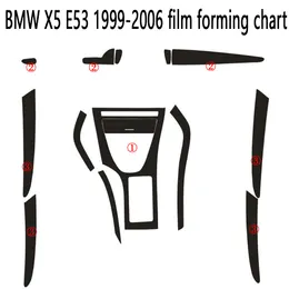 För BMW X5 E53 1999-2006 Inredning Central Kontrollpanel Dörrhandtag Kolfiber Klistermärken Dekaler Bil Styling Accessorie