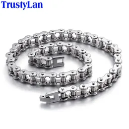 TrustyLan 55CM Long Mens Link Necklace Men Fashion Punk Stainless Steel Biker Bicycle Chain Male Jewelry Accessory