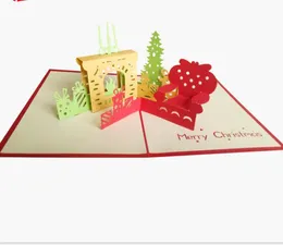 2021 Großhandel 3D-Grußkarte Weihnachtsgrußkarte Weihnachtsdekoration Pop-up-Grußkarte, 16 Artikel pro Los gemischt