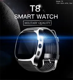 100% High Quality T8 Bluetooth Smart Watches with Camera Phone Mate SIM Card Pedometer Life Waterproof for Android iOS SmartWatch Pack In Retail Box