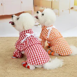 Odzież dla psa letnie ubrania szczeniąt 2021 Cat Teddy kratna koszula księżniczka spódnica zwierzak
