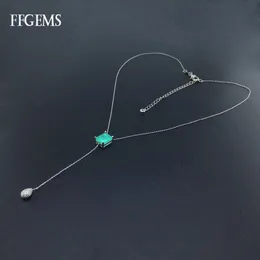 FFGems Created Emerald Pendant Necklace Gemstone Fine Jewelry For Women Lady Engagement Wedding Party Gift With Box Q0531