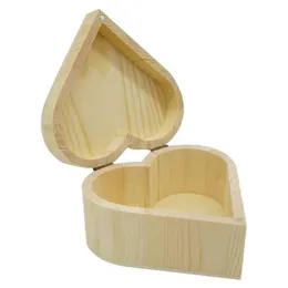 Caja de madera en forma de corazón de regalo para bricolaje con joyería de bloqueo magnético hechas de joyas de baratijas de madera