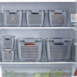 Fresh Produce Saver Veggie Fruit Storage Containers for Refrigerator,  Fridge Storage Container/Organizer Bins, Draining Crisper with Strainers  (0.48L)