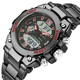 Branded Stryve Relógios Homens Impermeável Aço Inoxidável S Pontos de Pulso Dupla Movimento Digtial Analog Sports