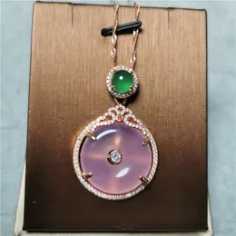 Luxury Charm Women Necklace Gemstone Jewelry Natural Pink Jade Round Pendants Necklaces Female Silver 925 Jewelry Gift Drop Ship Q0531