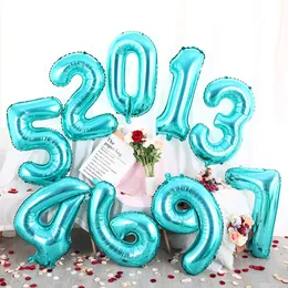30 inç Tiffany Mavi Folyo Numarası Balonlar Mutlu Doğum Günü Partisi Dekor Düğün Sevgililer Günü Bebek Duş Süslemeleri Helyum Topu