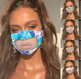 Mode Designer Face Mask Protection för vuxna med klart fönster Synlig bomulls munmasker Tvättbar och återanvändbar mask