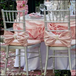 SASHES Chair ers Home Textiles Garden 100pcs Chiavari Satin Band with Pearl Buckle for Wedder