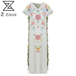 Women Dress Plus Size Sexy Flowers Bohemian es For Tassel Patchwork Long Woman Spring Summer 210524