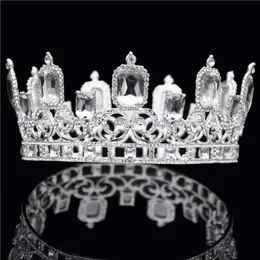 Brides tiara for Wedding Crown Hair Jewelry Rhinestone Crystal Tiaras and Crowns Queen King Round Diadem Hair ornament pageant X0625