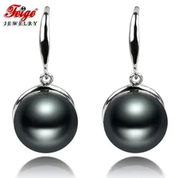 Dangle Chandelier 925 Sterling Silver Vintage Black Freshwater Pearls Drop Earrings for Woman Party 선물 진주 보석류 도매 Feige