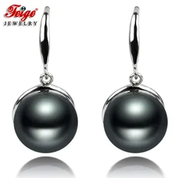 Baumeln Kronleuchter 925 Sterling Silber Vintage Schwarz Süßwasser Perlen Tropfen Ohrringe Für Frau Party Geschenke Perlen Schmuck Großhandel FEIGE