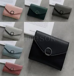 Solid Color Women Wallets Short Mini Wallet PU Leather Coin Purse Lady Notecase Pocket Purse Card Holder Female Money Bag DB501