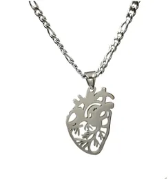 2 tums rostfritt stål metall hängsmycken anatomisk orgel hjärtformad charm för män kvinnor halsband smycken 4mm24 '' '