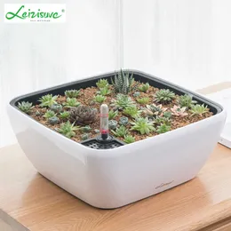 Vaso de Sucção Automática Simples Quadrado Redondo Plantas Carnudas Imitação de Cerâmica Varanda Vasos Preguiçosos de Plástico de Grande Diâmetro 210615