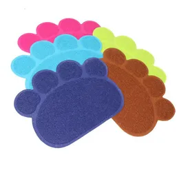 Paw Shape Dog Cat Feeding Mat Pad Pet Dish Bowl Food Water Feed Placemat Table PVC 30cm x 40cm