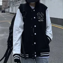 Hip Hop Letter Soild Color Block Jackets Mens Harajuku Streetwear Bomber Jacket Men Baseball Coats Unisex Sweatshirt Women 211014