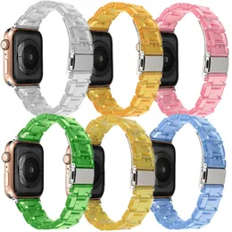 Mode Clear Tortoise Shell Resin Band Strap Armband för Apple Watch Series 6 5 4 3 2 1 SE