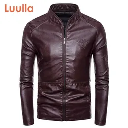 Luulla Men Spring Casual Motor Pilot Leather Jackor Coat Men Fashion Stand Collar Faux Leather Jacket Coats Män 4xl Plus 211111