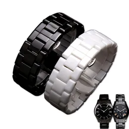 22mm högkvalitativ keramik Fit1400 1410 Klockband Straps Vit Svart Butterfly Dubbelklicka på armbandsutplaceringslås