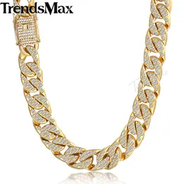 Herren Halskette Hip Hop Gold Miami Iced Out Curb Kubanische Kette Halskette Für Frau Männlich Schmuck Dropshipping Großhandel 14mm KGN455 X0509