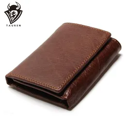 Plånbok Antitheft Scanning Leather Hasp Fritid Mäns Slim Mini Case Card Trifold Purse