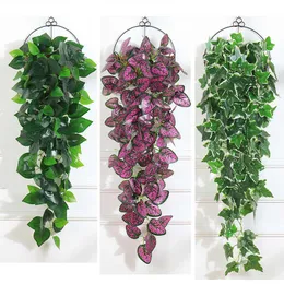 97cm Artificial Hanging Plants 1pcs Greenery Leaf plastic Fake Plant Decor Jungle Party Hojas Artificiales Para Decoracion 210624