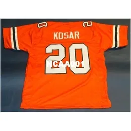 CUSTOM 001 MIAMI HURRICANES # 20 BERNIE KOSAR UNIVERSITY OF WHITE ORANGE College Jersey taglia s-4XL o personalizzata qualsiasi nome o numero maglia