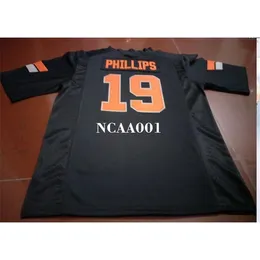001 #19 Black orange Justin Phillips Oklahoma State Cowboy Alumni College Jersey or custom any name or number jersey