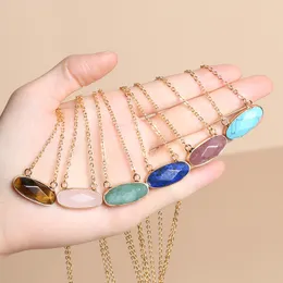 Druzy cristal pedra natural pingente colar ouro borda oval estilo ametista rosa quartzo chakra cura jóias para mulheres