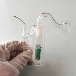 Mini smalll 10mm glas hookah rökning rör rök shisha diposable glas rör olja brännare tobakskål aska catchers bong percolater bubbler lakegreen transparent