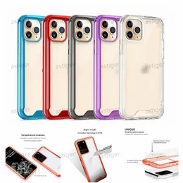 Şeffaf Akrilik TPU PC Şeffaf Darbeye Dayanıklı Telefon Kılıfları iphone 12 11 Pro XR XS Max 7 8 Artı Samsung Galaxy S20 Ultra S10 Not 10 Kapak Kılıfı