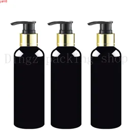 2100pcs 250ml collare d'oro pompa nera bottiglia di plastica pet per l'imballaggio di cosmetici, contenitore per lozione shampoo